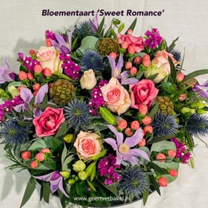 bloementaarten incl onderbord vele kleuren mogeijk , eustoma ,roos, gerbera , groensoorten ,afhankelijk van het aanbod