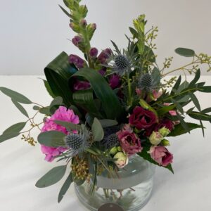boeket incl vaas , vele soorten bloemen , gerbera , chrijsant , groen , vele kleuren mogelijk