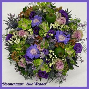 Bloementaart "blue Wonder" incl onderbord