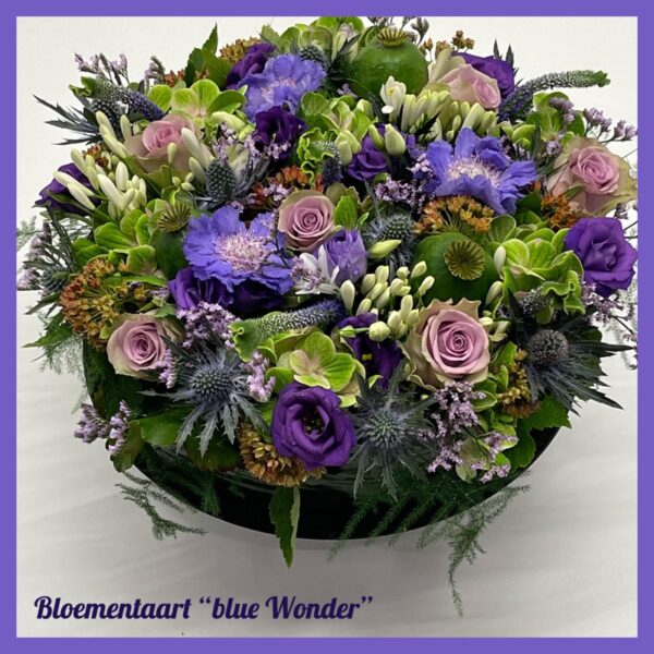 Bloementaart "blue Wonder" incl onderbord
