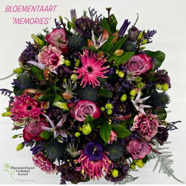 Bloementaart lila-roze , in 2 maten en altijd incl onderbord