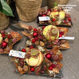 amaryllis op rechthoekige kunststof schaal incl kerstdecoratie