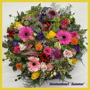gezellige zomerse bloementaart incl onderbord